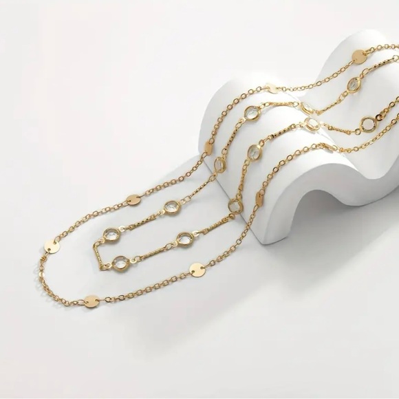 2 Pieces Golden Moissanite Embellished Sequin Waist Chain - Picture 3 of 3